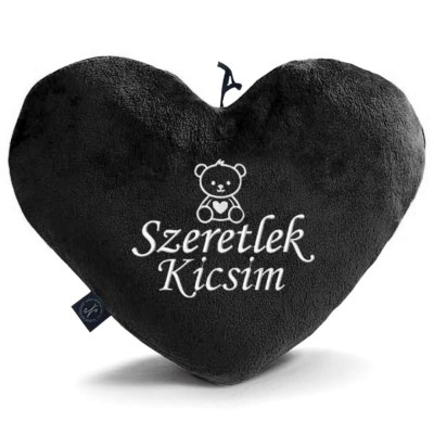 Valentin Napi Ajandek Egyedi Himzett Pluss Fekete Sziv Parna 062 Maci Szivvel