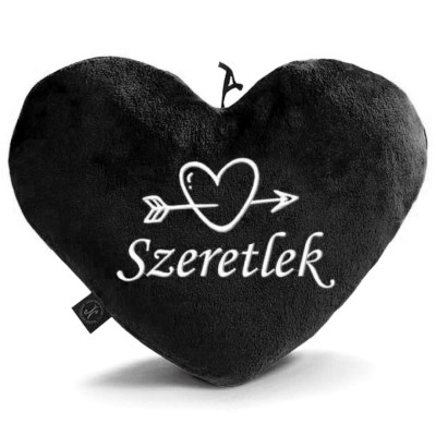 Valentin Napi Ajandek Egyedi Himzett Pluss Fekete Sziv Parna 063 Sziv Nyillal